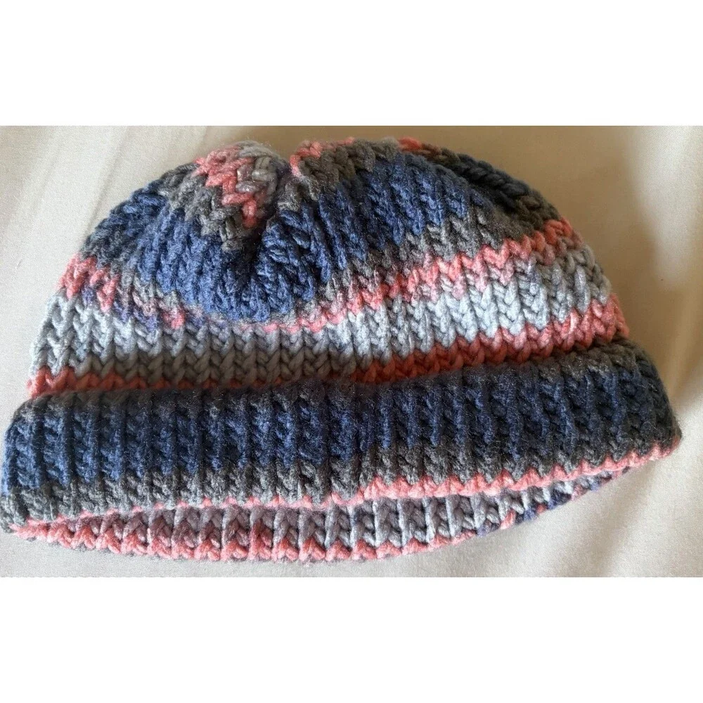 Handmade Chunky Knit Beanie Hat Slouchy Winter Cap Black Gray Pink For Infant